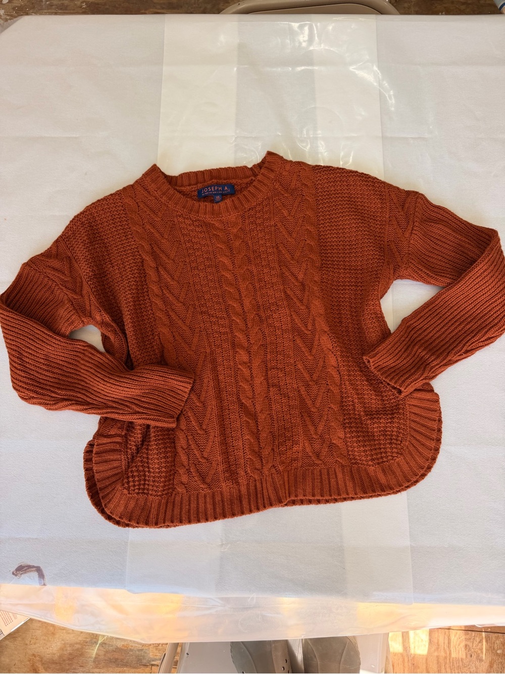 Joseph Cable Knit Crewneck Sweater - Rust Orange size Xs